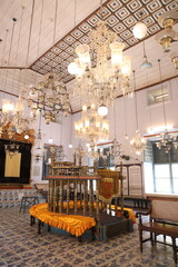 Interior view of Jewish Paradesi  Synagogue,Kochi,Kerala, India
