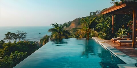 Eco-Friendly Retreat Luxurious Ecolodge with Zen Vibe, Pool, and Ocean Views. Concept Eco-Friendly, Retreat, Luxurious Ecolodge, Zen Vibe, Ocean Views, Pool