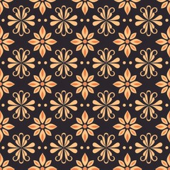 Fototapeta premium Abstract Floral Pattern on Black Background