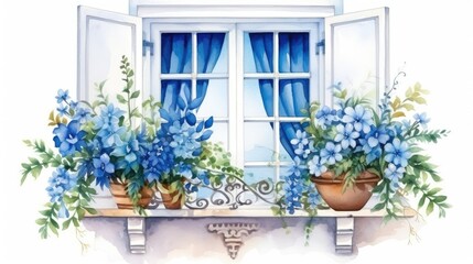 A beautiful window with blue shutters