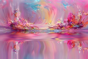 Fototapeta premium watercolor painting of pink rose in water