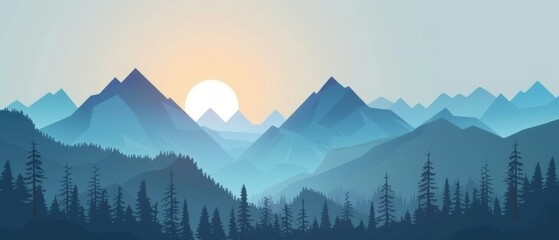Minimalism mountain landscape,