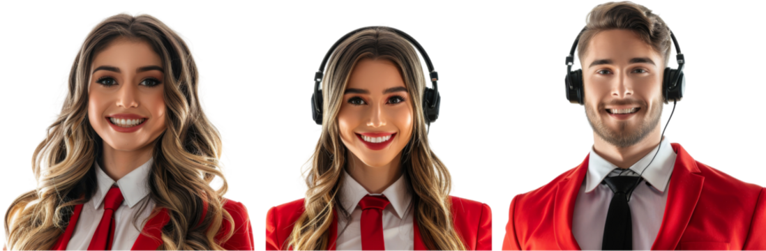 Cheerful Valentine's Day Call Center Team - Hyper Realistic Bright Colors  cut out dicut PNG on transparent - Powered by Adobe