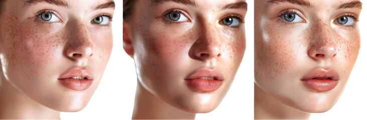 Naklejka premium Flawless Skin Beauty Trio - Hyper Realistic Bright Color Cosmetics cut out dicut PNG on transparent