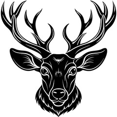 deer, animal, vector, reindeer, illustration, cartoon, mammal, head, wild, antler, silhouette, christmas,