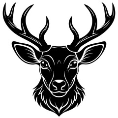 Fototapeta premium deer, animal, vector, reindeer, illustration, cartoon, mammal, head, wild, antler, silhouette, christmas,