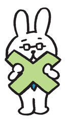 数学を教えるメガネをかけた先生風のうさぎのキャラ素材
