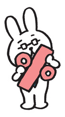 数学を教えるメガネをかけた先生風のうさぎのキャラ素材