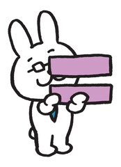 数学を教えるメガネをかけた先生風のうさぎのキャラ素材