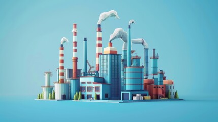 Obraz premium Illustration of A factory with a windmill in the background