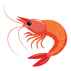 a cartoon drawing of a shrimp with a black eye and a white background.