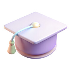 Graduation hat 3d isolated on the transparent background. Graduation and studying concept
