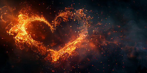A fiery heart shape with glowing sparks and swirling flames, symbolizing intense passion and love. The vibrant and explosive style enhances emotional expression.