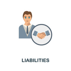 Liabilities flat icon. Colored sign from stock market collection. Creative Liabilities icon illustration for web design, infographics and more
