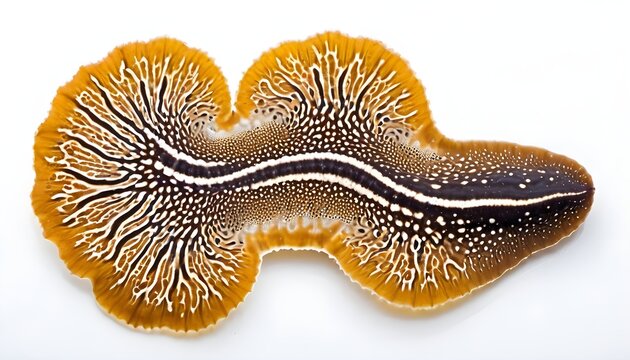 a beautiful picture of flatworm animal on white background, flatworm on white background
