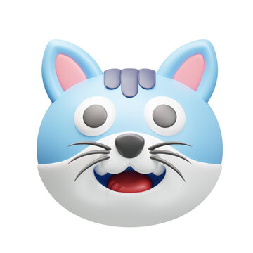 3D Cute Blue Cat Character