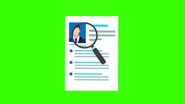 Cv resume animated job application seeking employment recruitment accepted and rejected approved 4k looping green screen