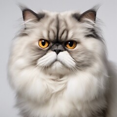 Regal Persian Cat on White