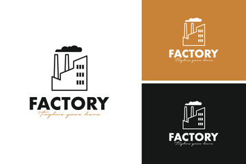 Factory with pollution smoke logo logo design vector illustration template idea