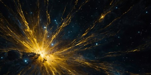 Fototapeta premium Abstract background space illustration wallpaper, supernova in yellow design with nebulas and stars in sight