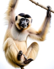 Naklejka premium black and white monkey, monkey on white background, gibbon isolated white background