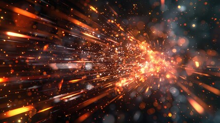 Obraz premium Abstract particle motion in a high-tech environment