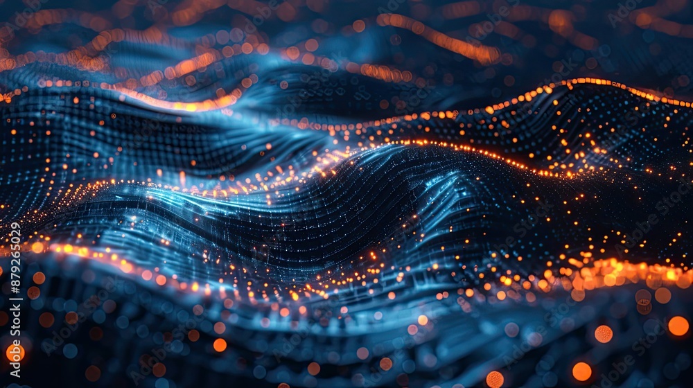 Aufkleber Abstract particle motion in a high-tech environment