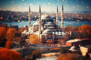 Naklejka premium Blue Mosque at the twilight, Istanbul, Turkey 