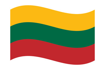 Wavy flag of Lithuania, isolated on transparent background. Flag of the Lietuvos Respublika. Vector illustration