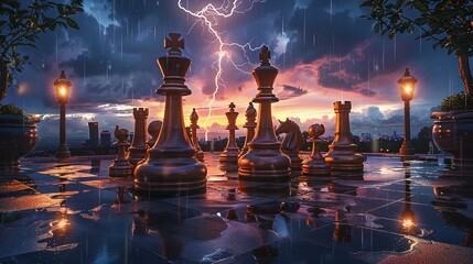 Chessboard Under a Stormy Sky