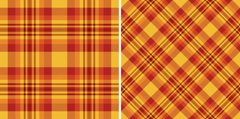 Seamless tartan fabric of textile background plaid with a vector check pattern texture. Set in sunset colors for valentines day outfit inspiration.