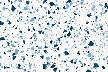 Blue and white terrazzo texture on white background. Modern abstract mosaic ceramic wallpaper.