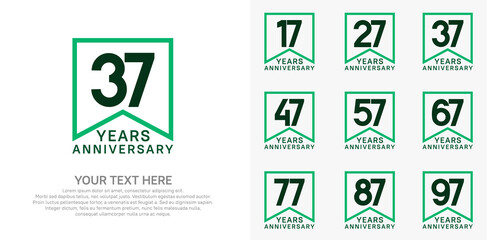 anniversary logotype set, black and green color can be use for celebration