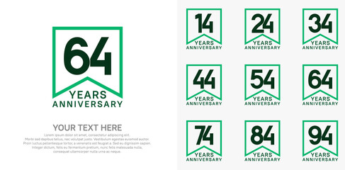 anniversary logotype set, black and green color can be use for celebration