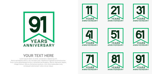 anniversary logotype set, black and green color can be use for celebration