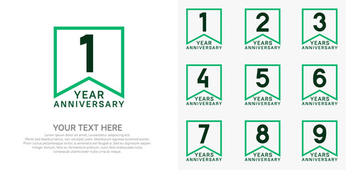 anniversary logotype set, black and green color can be use for celebration