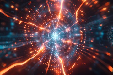 Obraz premium Captivating Explosion of Neon-Infused Digital Energy Bursting with Futuristic Radiance