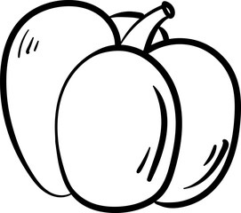 Outline autumn pumpkin, a healthy vegetable in a hand-drawn doodle style