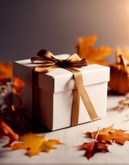 Fototapeta premium background box thanksgiving halloween gift pumpkin birthday autumn holiday