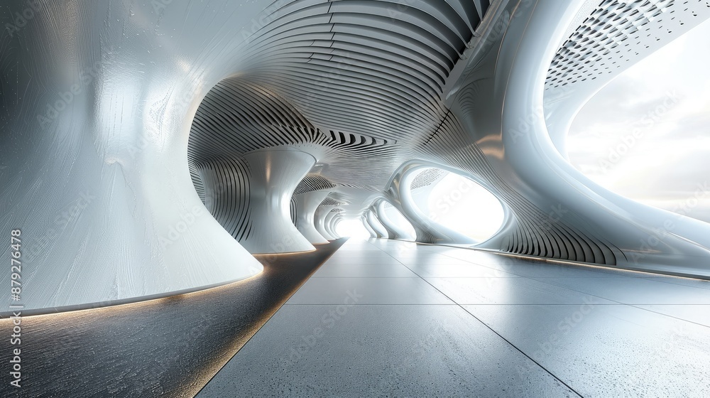 Poster Abstract wave pattern in a futuristic setting