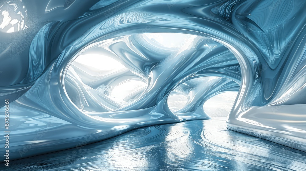 Poster Abstract wave pattern in a futuristic setting