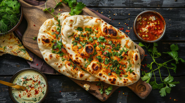 Indian naan is a type of flatbread commonly served in Indian cuisine. 
It's often used as a side dish for curries and other Indian meals.