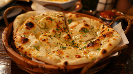 Indian naan is a type of flatbread commonly served in Indian cuisine. 
It's often used as a side dish for curries and other Indian meals.