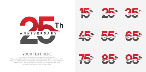 anniversary set logo style with red and black color for company celebration moment