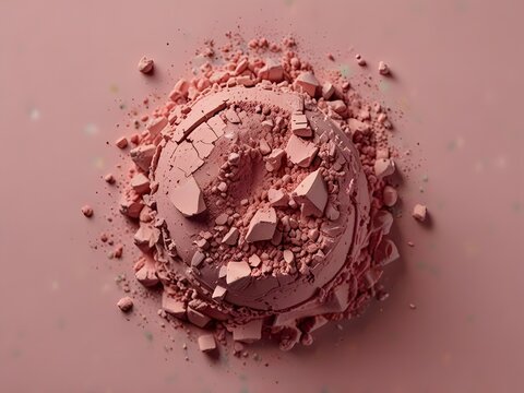 pink powder makeup that are scattered in large numbers