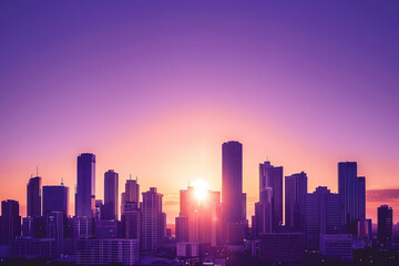 Sunset Backlight Shining Through CBD Skyscrapers
