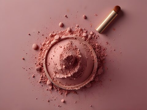pink powder makeup that are scattered in large numbers