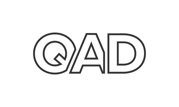 QAD logo design template with strong and modern bold text. Initial based vector logotype featuring simple and minimal typography. Trendy company identity.