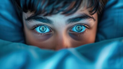 Wide-Eyed Youth Staring at Computer Screen, Amazed by Online Discovery, Web Page, Surprise, Revelation, Shocked, Technology, Internet, Curiosity, Digital, Information, Discovery, Learning, Knowledge