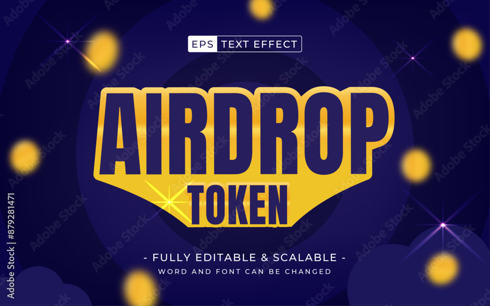 Poster mining text effect airdrop token editable text. bitcoin crypto style